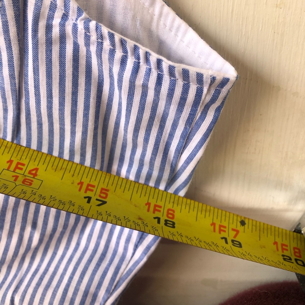 NWT J. Crew Top Womens 10 Striped Smocked Banker Blue Sleeveless 100% Cotton - Picture 11 of 11